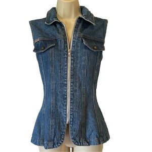 Vintage Fitted denim vest with zip up front medium